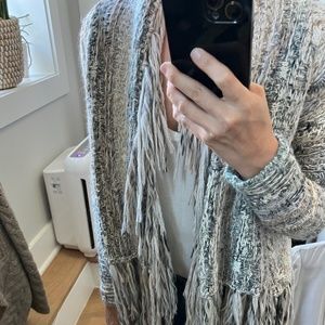 FREE PEOPLE OPEN FRINGE CARDIGAN - NEUTRAL
